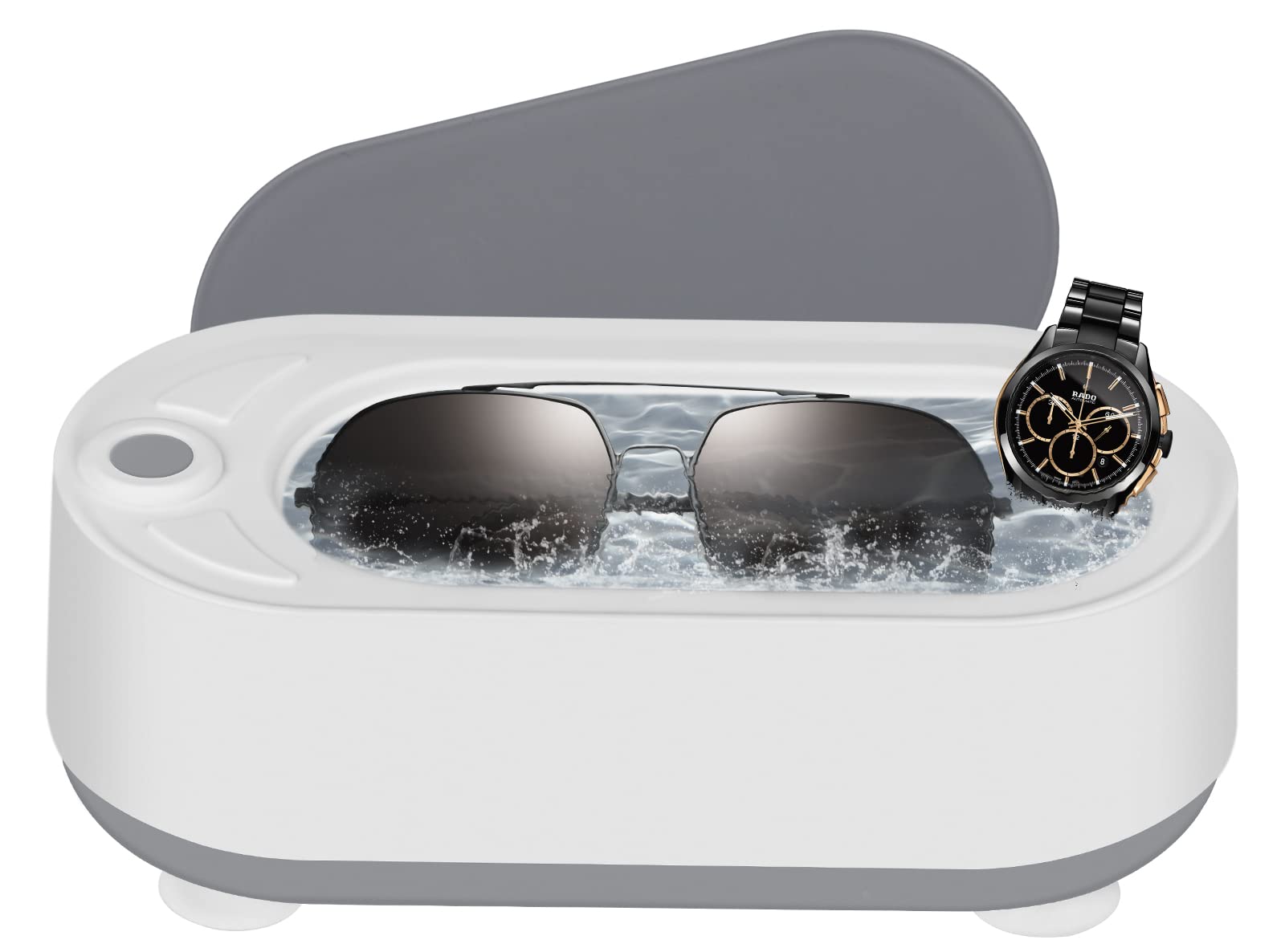 LIUWIDLimpiador Ultrasónico 45000 Hz Máquina Limpiadora de Joyas 300 ml USB Recargable Joyas Máquina de Ultrasonidos Limpieza Portátil para Joyería Gafas Reloj Monedas (Blanco)