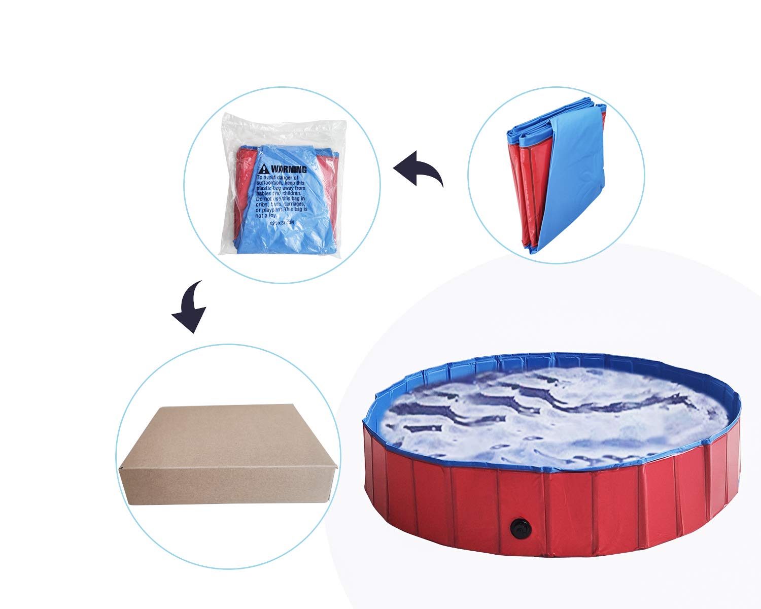 ZX Collapsible Pet Dog Bath Pool, Kiddie Pool Hard Plastic