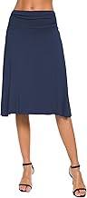 Exchic Women’s A-Line Yoga Skirt, Elegant, Elastic Waist, Plain Summer Skirt, Knee-Length