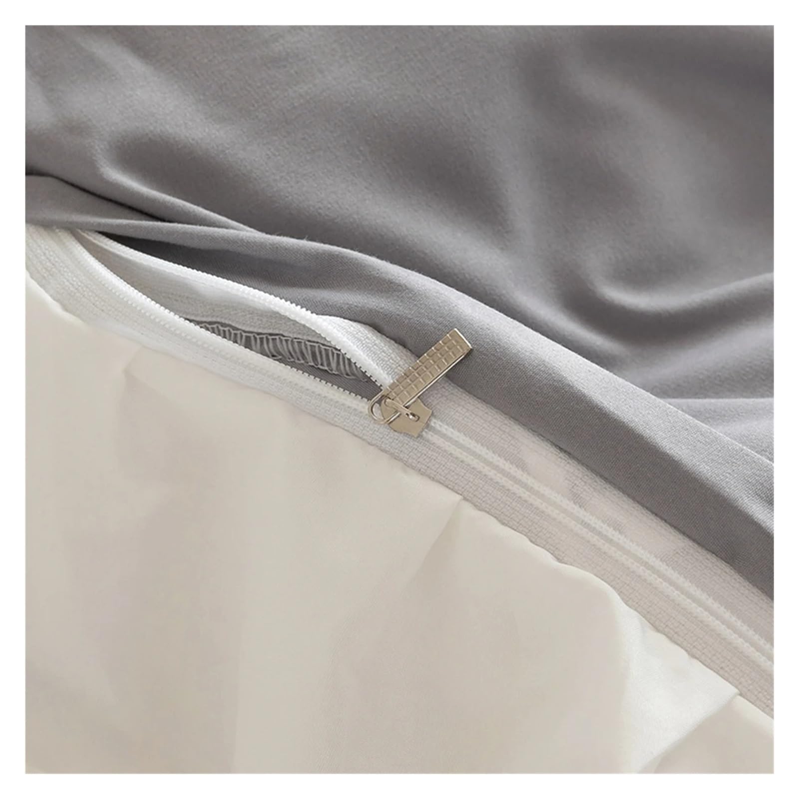 Juego de Cama con Volantes de Encaje, Ropa de Cama Blanca y Gris for niños y niñas, Juego de Funda nórdica de tamaño Completo, Juego de Cama Queen/Queen,Sabanas