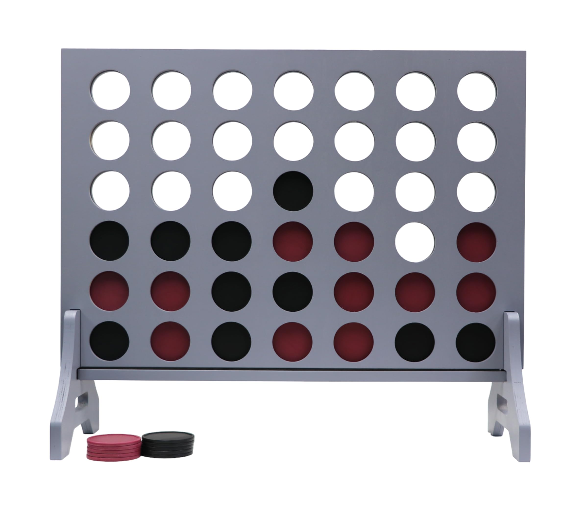 Giant 4 in a Row Game for Family &amp; Adults – Tailgating Pros Jumbo Grey Wooden Four in a Row Indoor &amp; Outdoor Yard Game for Family Party Fun, Portable Activities for Patio, Backyard, and Camping