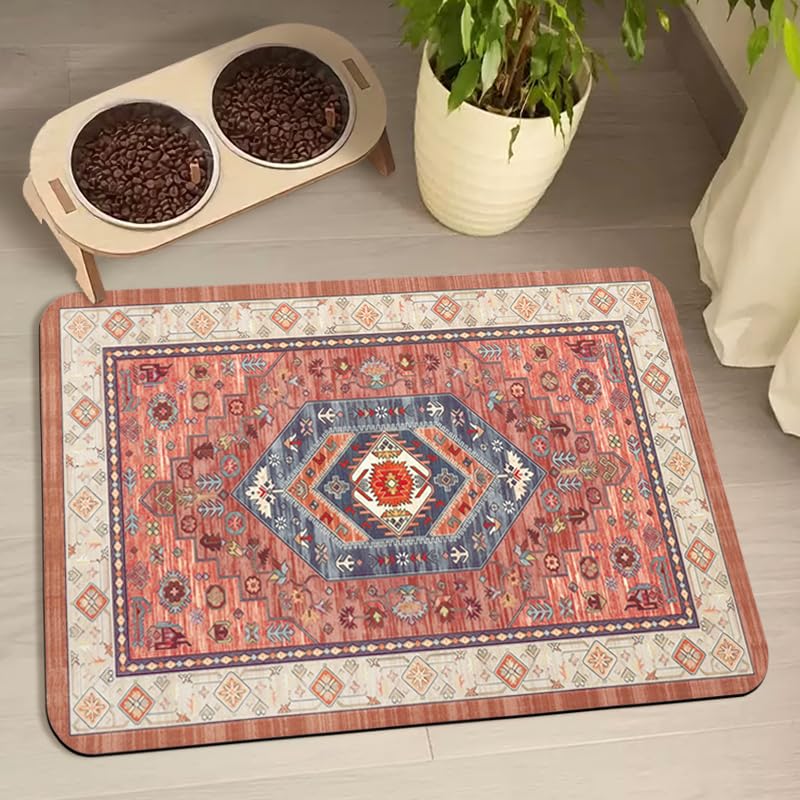 Dog Food Mats for Floors Waterproof, Pet Water Bowl Mats Pet Feeding Absorbent Placemats 12 * 20 inch