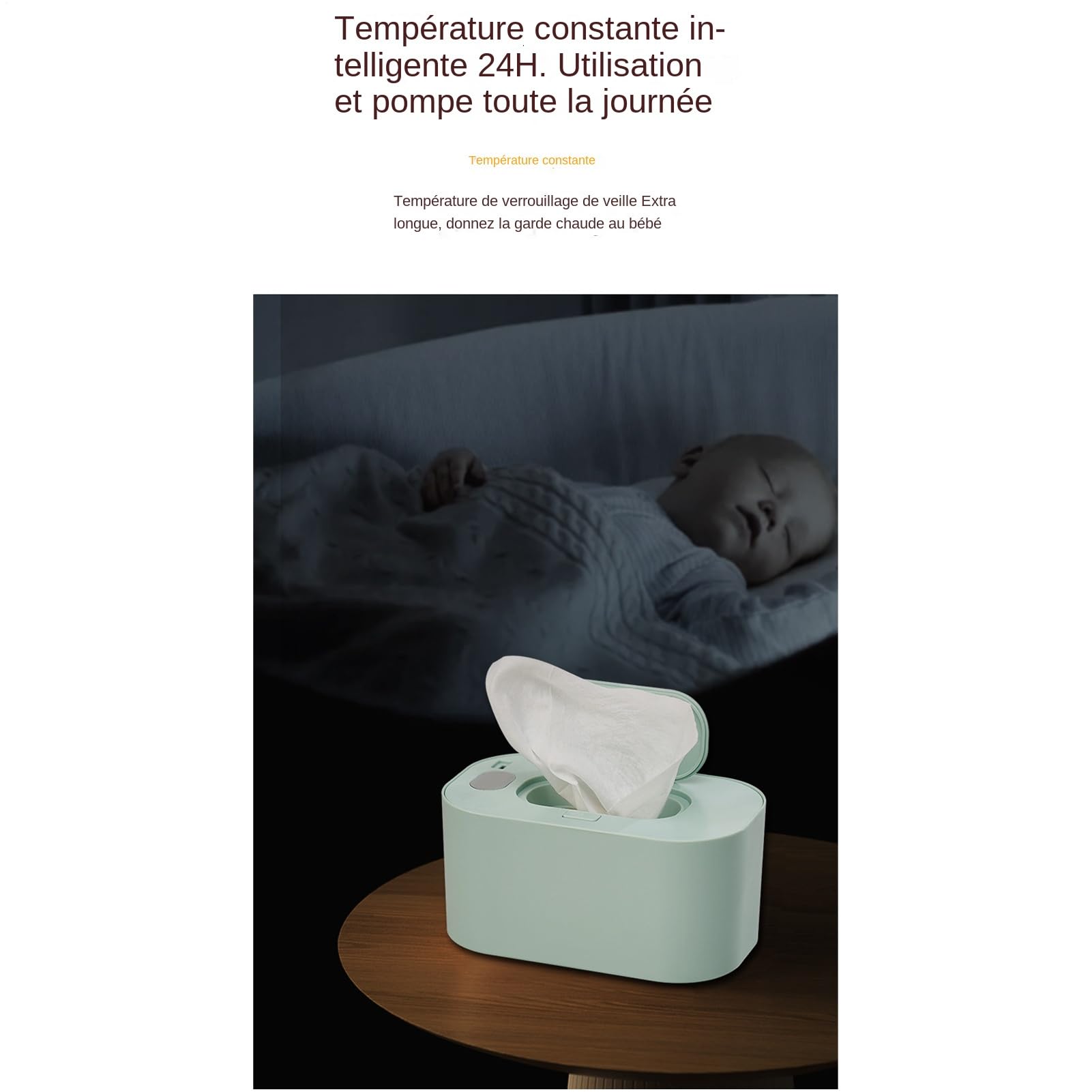Chauffe-Lingettes Portable,Réchauffeur de Grande Capacité - Distributeur de Lingettes avec Maintien de la Température Constante | Pour La Maison, La Voiture, Soins Nocturnes Pour, Chambre