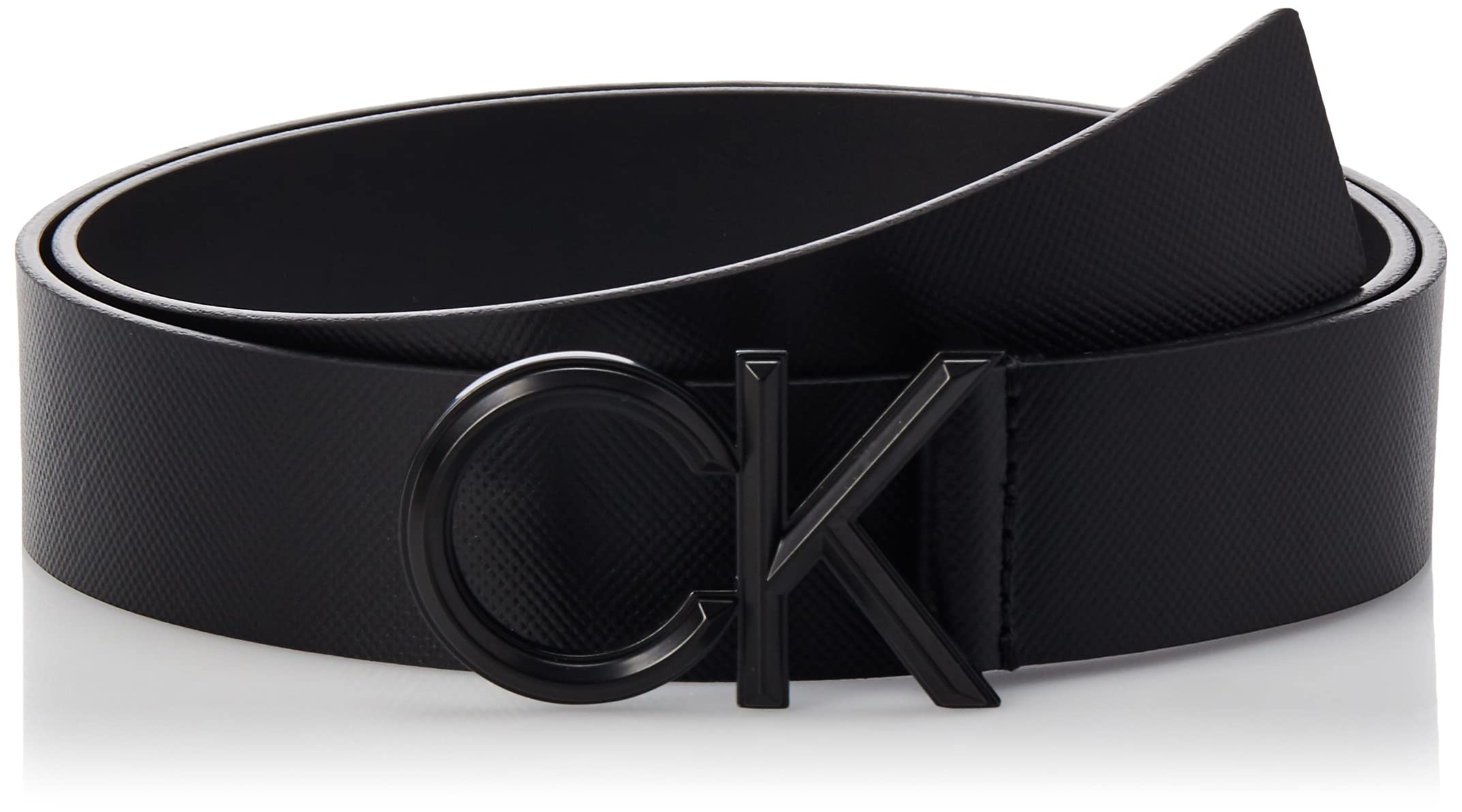 Calvin Klein Men's Ck Black Leather Ck Spiked Metal Belt 35Mm W105