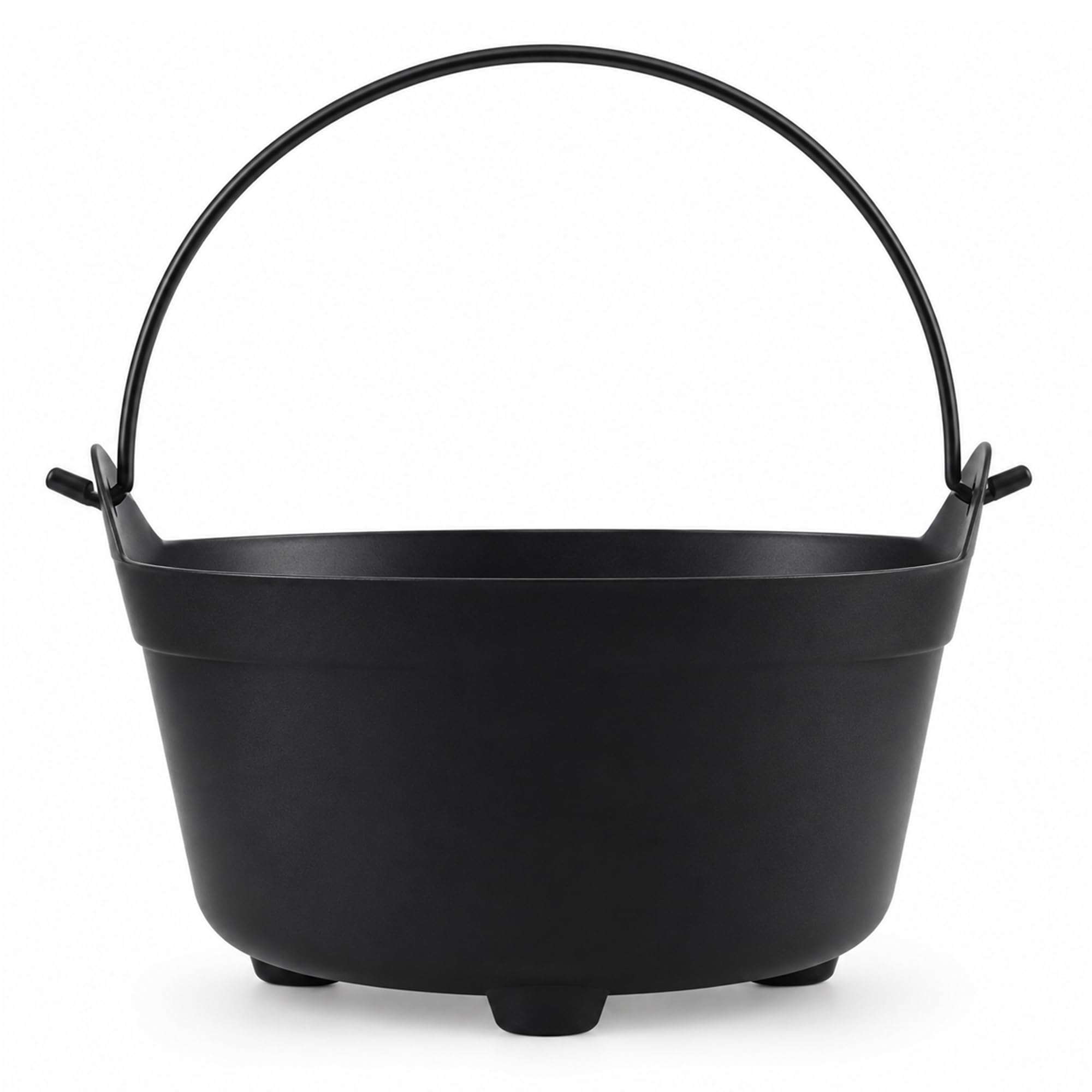 Lizzy Halloween Cauldron Bucket Black Plastic Trick or Treat Candy Bucket with Carry Handle, Spooky Party Decoration, Treat Holder, Halloween Costume Accessory, Snack Serving Pot