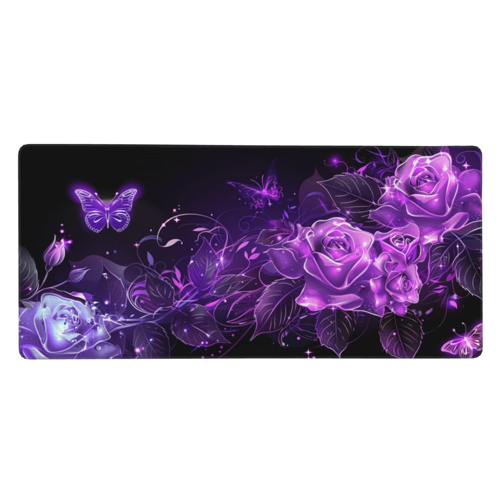 Tappetino Mouse XXL Fiore & Viola, 100 x 50 cm Tappetino da Scrivania G450 | Tappetino per Mouse, Base in Gomma Antiscivolo, Superficie Impermeabile, Bordi Cuciti, Tappetino Scrivania per Ufficio, Gioco