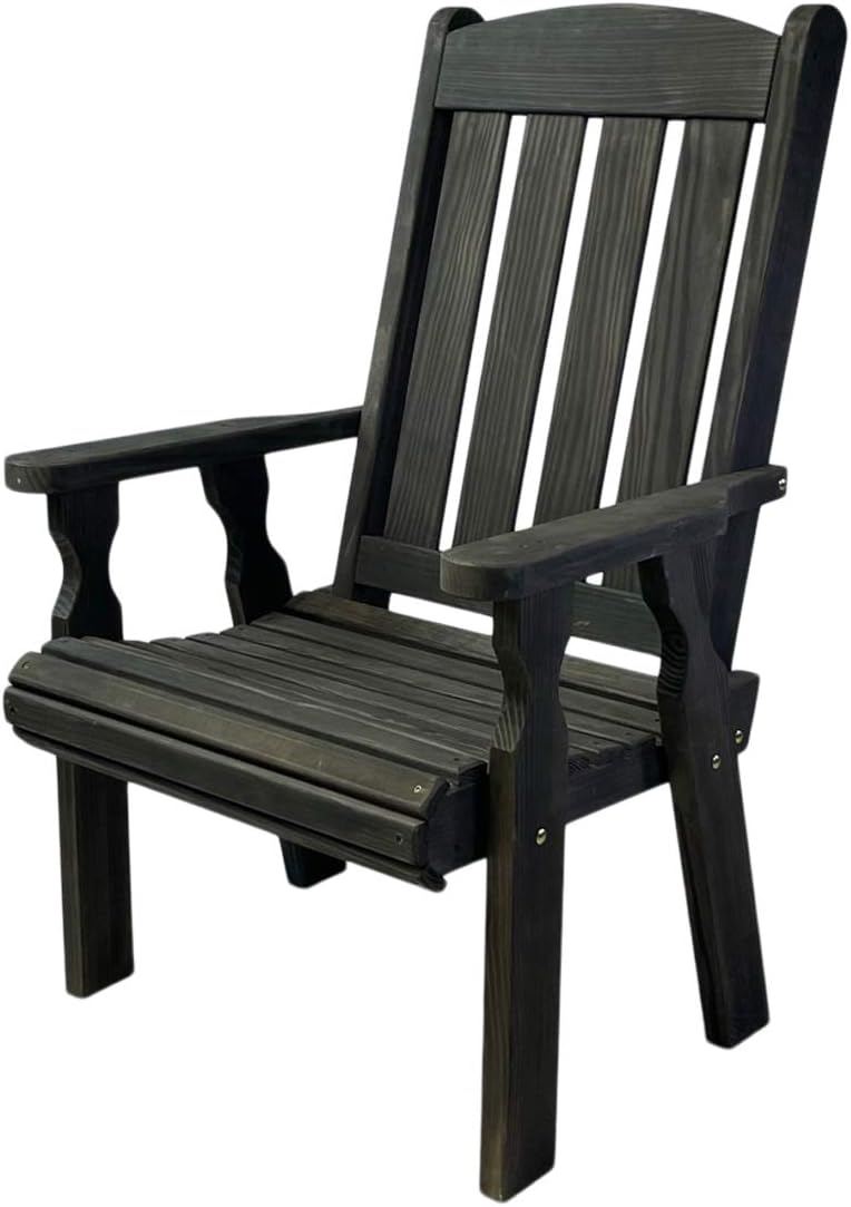 Amish Casual Heavy Duty 600 Lb High Back Mission Treated Patio Chair (Semi-Solid Black Stain)