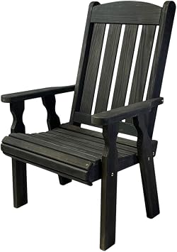 Amish Casual Heavy Duty 600 Lb High Back Mission Treated Patio Chair Semi-Solid Black Stain