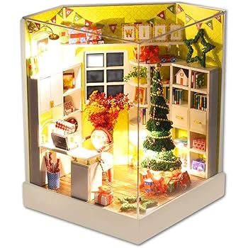 Case Con Decorazioni Natalizie.Hztyyier Casa Delle Bambole Di Natale In Miniatura Kit Casa Fai Da Te Mini Casa In Legno 3d Con Luci A Led Decorazioni Natalizie Per La Casa Regali Per Ragazzi E Ragazze Amazon It Giochi