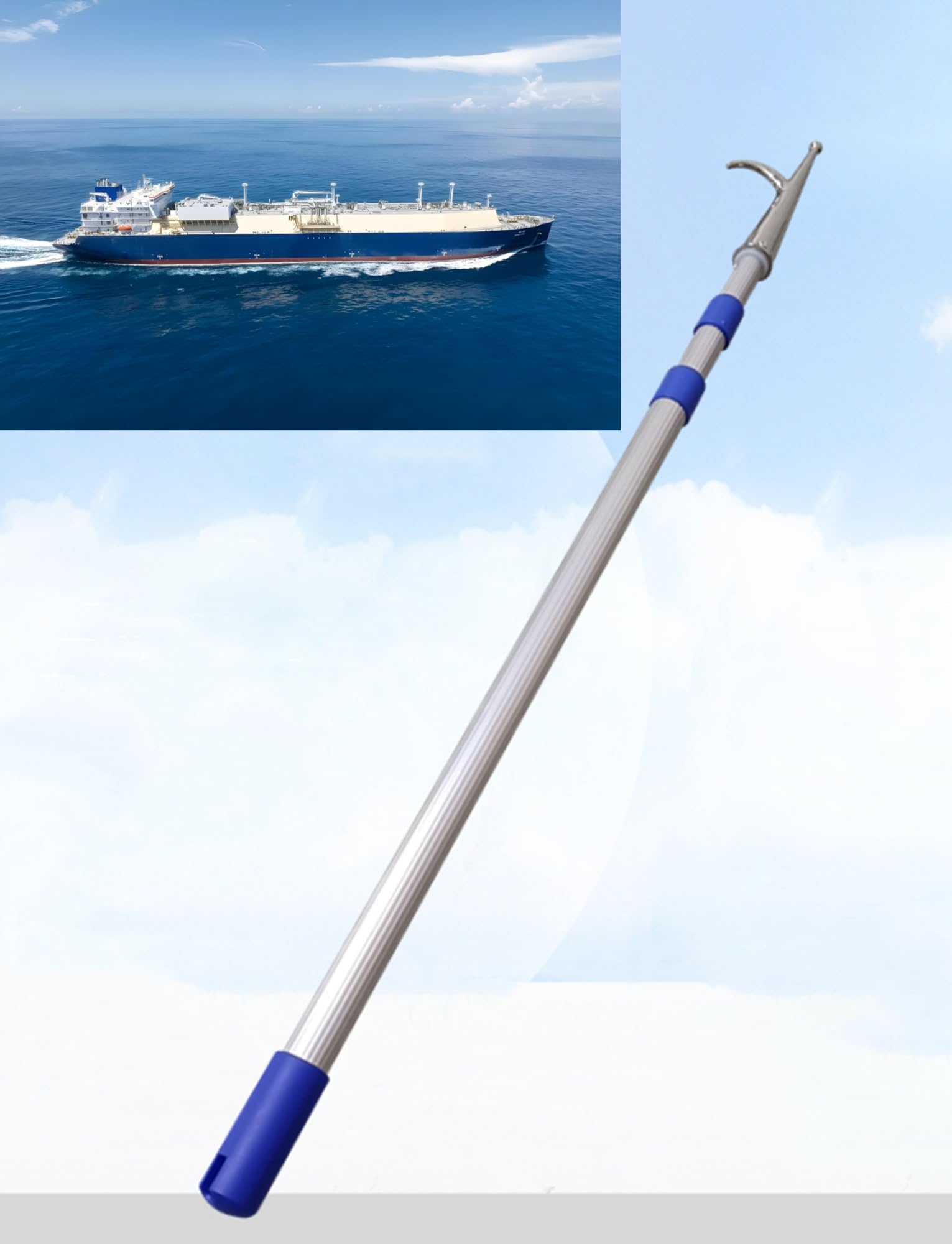 Hameçon télescopique extensible de 1,4 à 3 m pour sécuriser vos sorties en mer