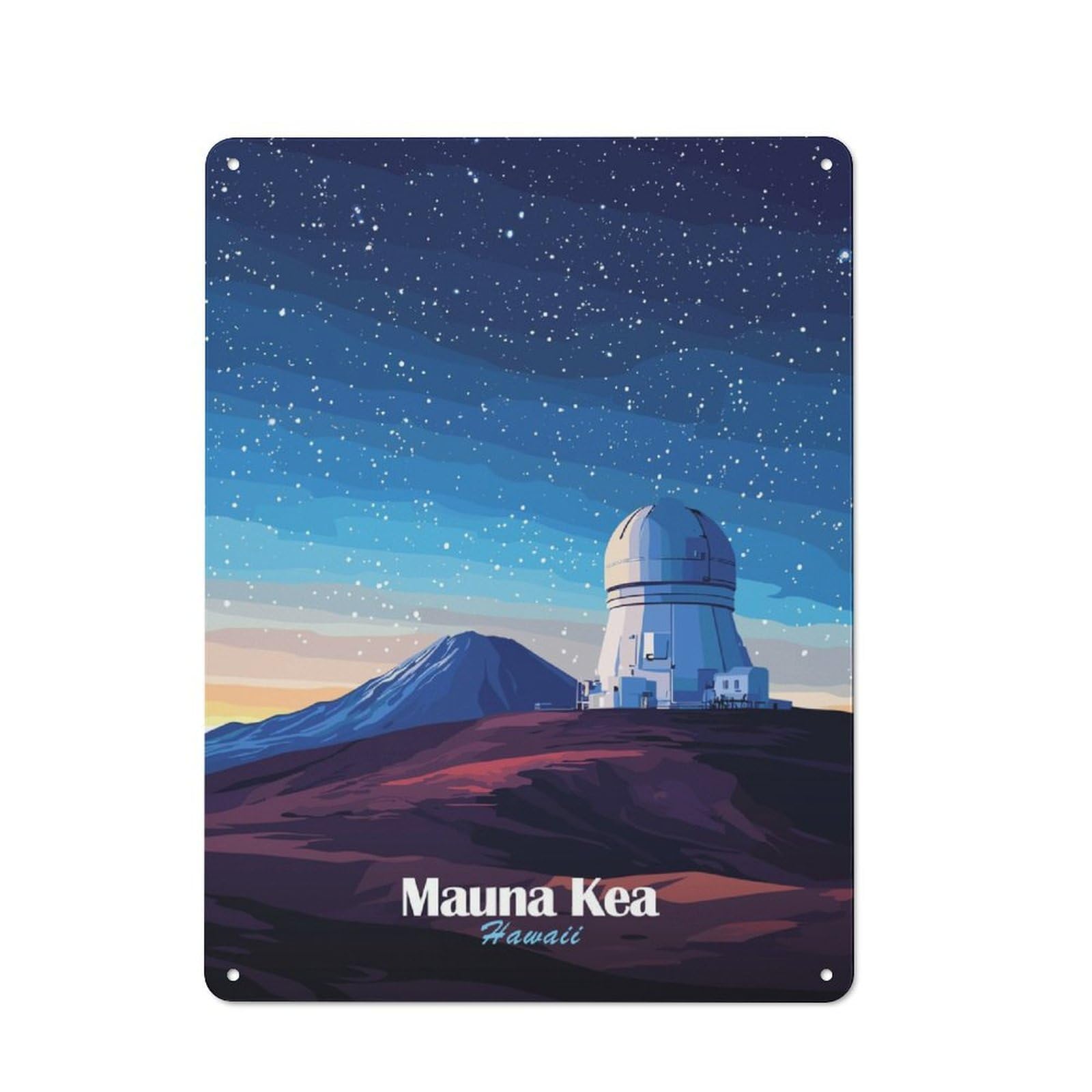 Junmoney Mauna Kea Observatory For Garden Room Or Summerhouse, Vintage Tin Sign 40X30cm, A Metal Wall Feature For Garden Rooms And Summerhouses