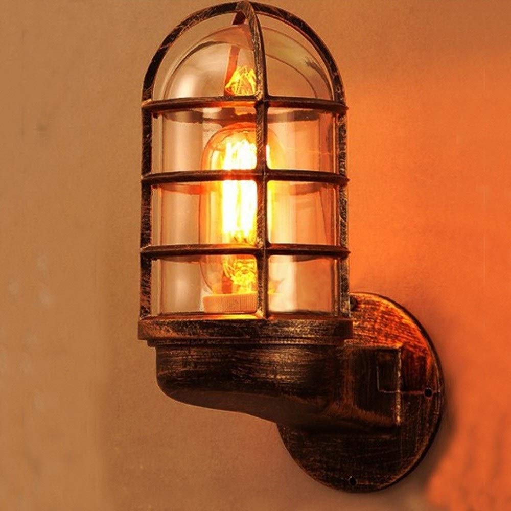 HXYSXHJUO Vintage Waterproof Edison Industrial Wall Light Aisle Entrance Decoration Oil Rub Bronze Finish Lamp Embedded Villa Porch Lighting Affordable Balcony E27 Sconce One-Light