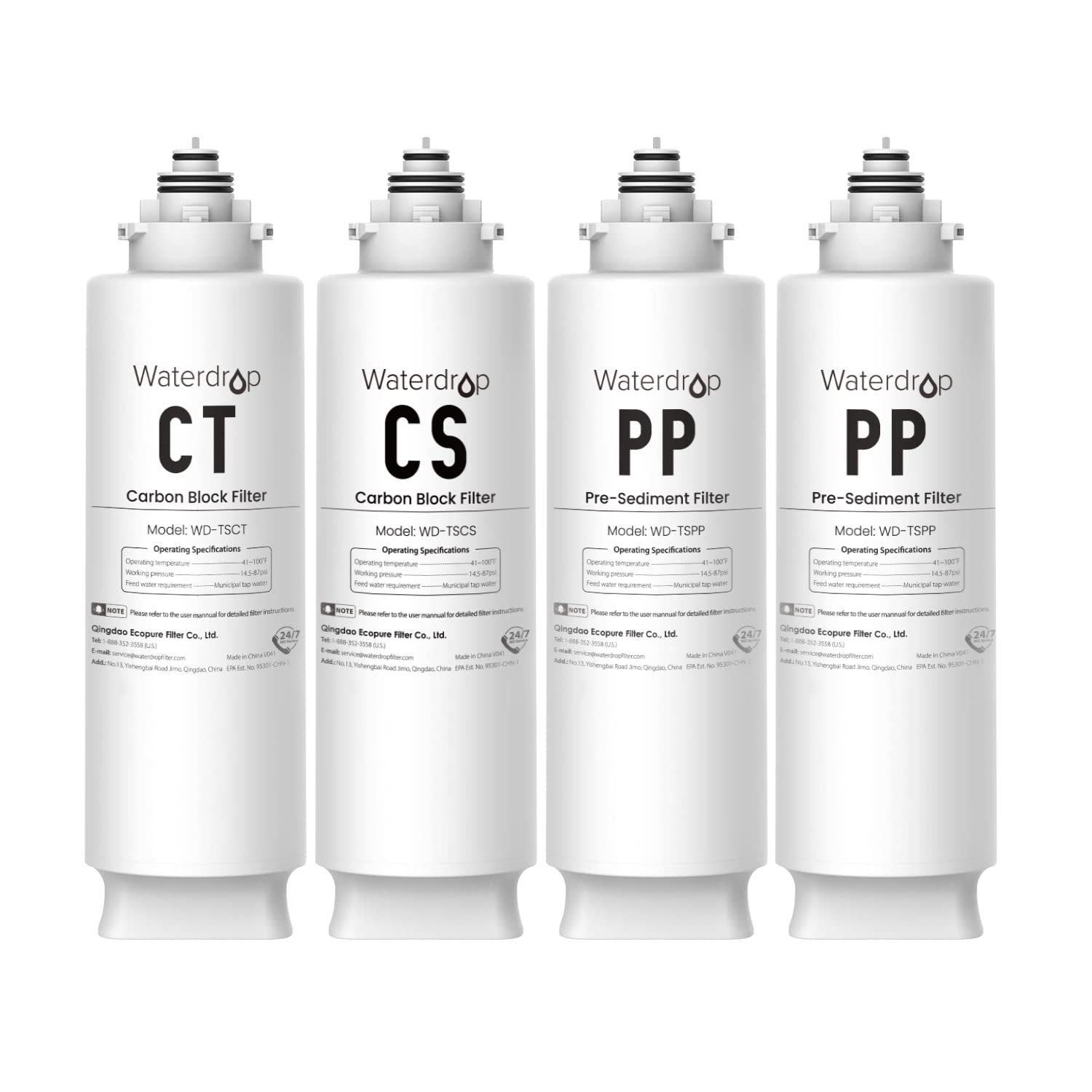 Waterdrop Undersink Replacement Water Filter Compo Pack 2PP CT CS