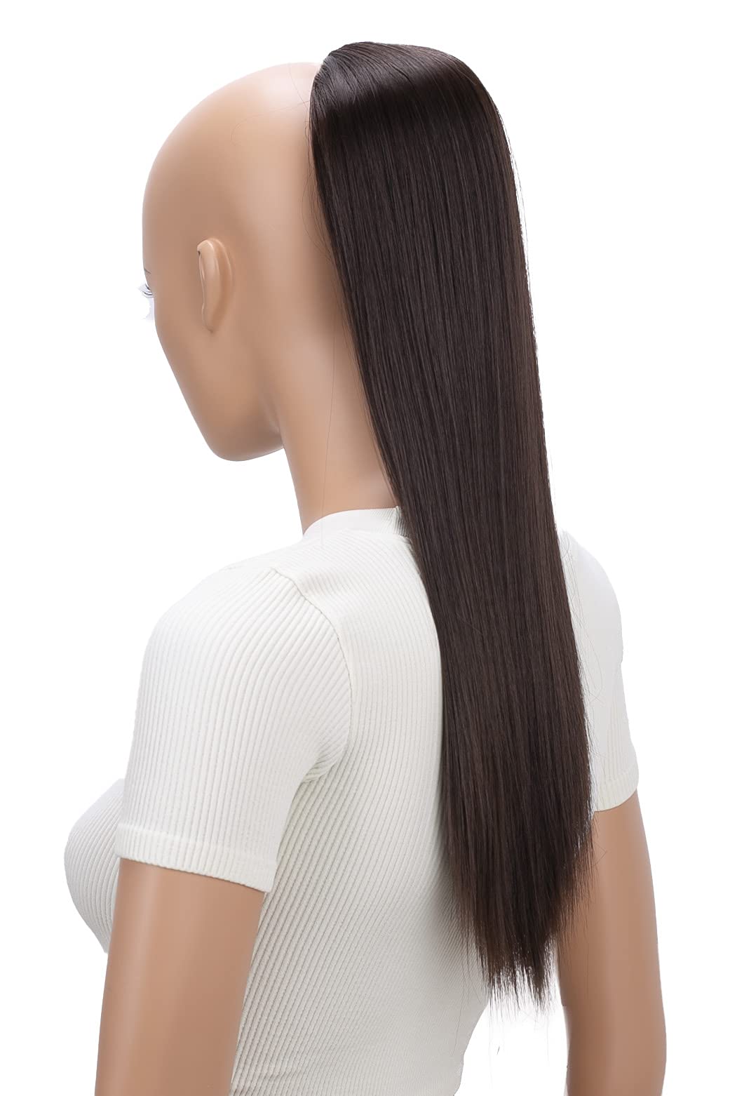 Caisha 55Cm Coda Capelli Nina Con Coulisse Capelli Extensions Finta Per Donna Posticcio Per Capelli Liscio Marrone Cioccolato PH504-image