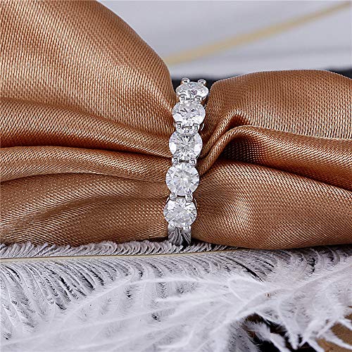 Doveggs 14K White Gold 1.25Ctw 4Mm F Color Clear Moissanite Engagement Ring Half Eternity Anniversary Wedding Band (5) #TOP1