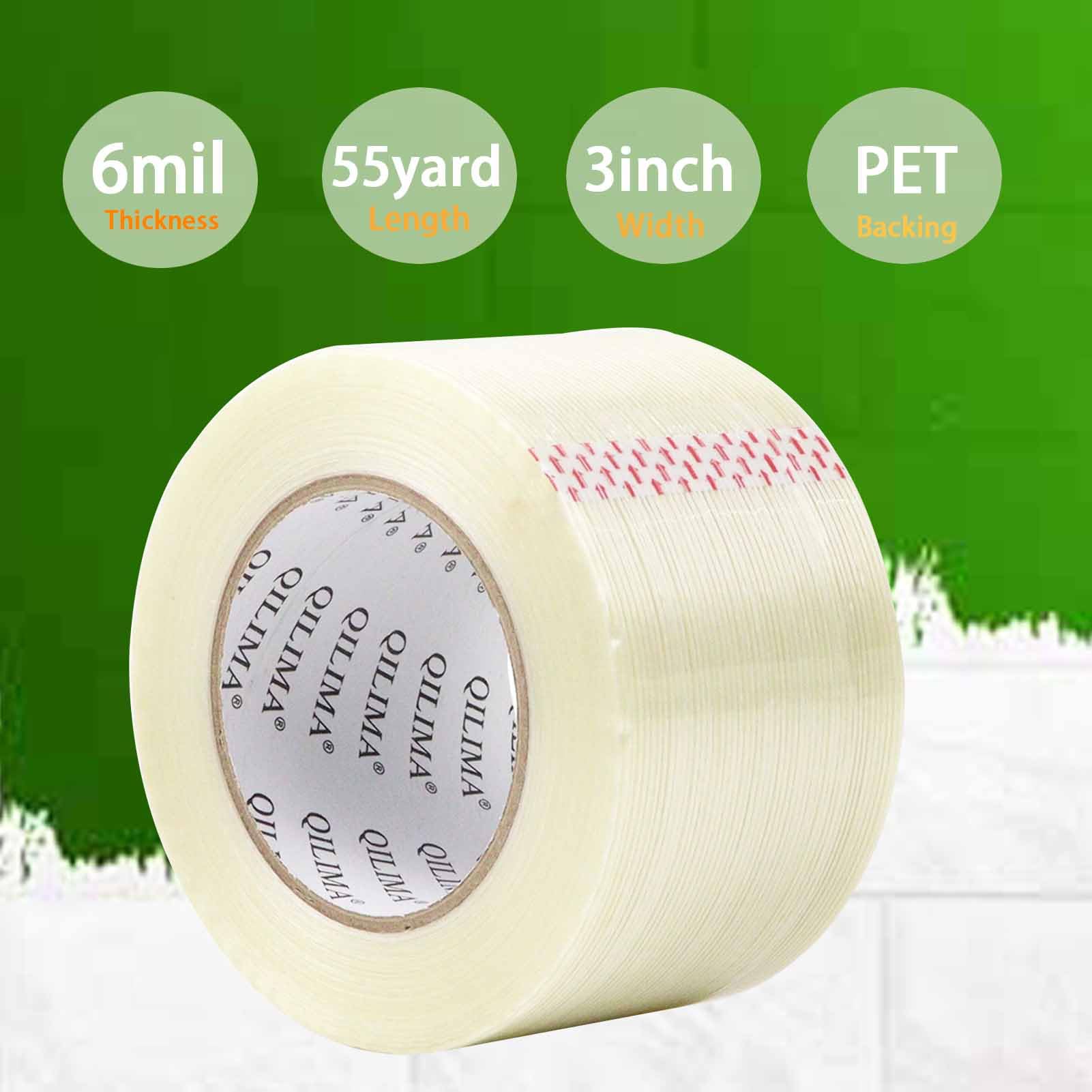 QILIMA Extra Strong Filament Tape,Clear Filament Strapping Tape,Fiberglass Tape,Heavy Duty Tape(75MM X 50M) - Image 2