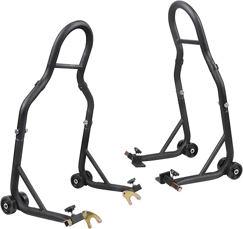 BESTOOL 1 par de soporte de motocicleta resistente soporte de elevación trasero universal para bicicleta deportiva, carrete de basculante, soporte