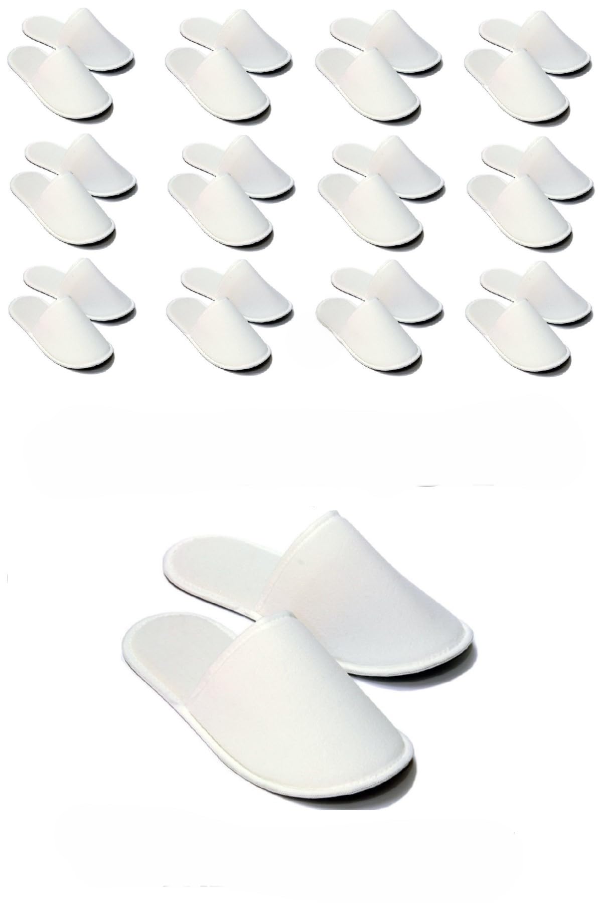 CHOCHILI 24 Pairs Fabric Packed Disposable Hotel Slippers for Airbnb Spa Salon Party Wedding Guests - Fits up to Adult US Men Size 10 & Women Size 11, White