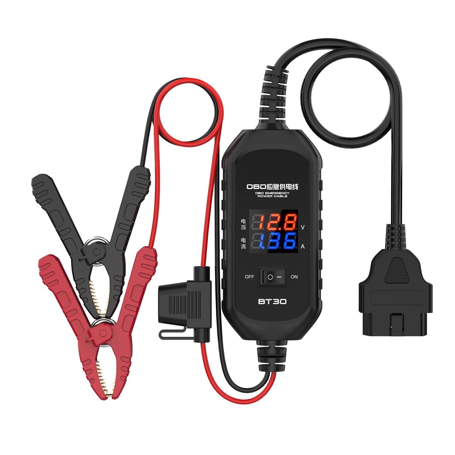 Lutifix OBD2 Vehicle ECU Emergency Power Supply Cable - OBD II Car Memory Saver Cable with Over-Current, Over-Voltage, Polarity Reverse Protection