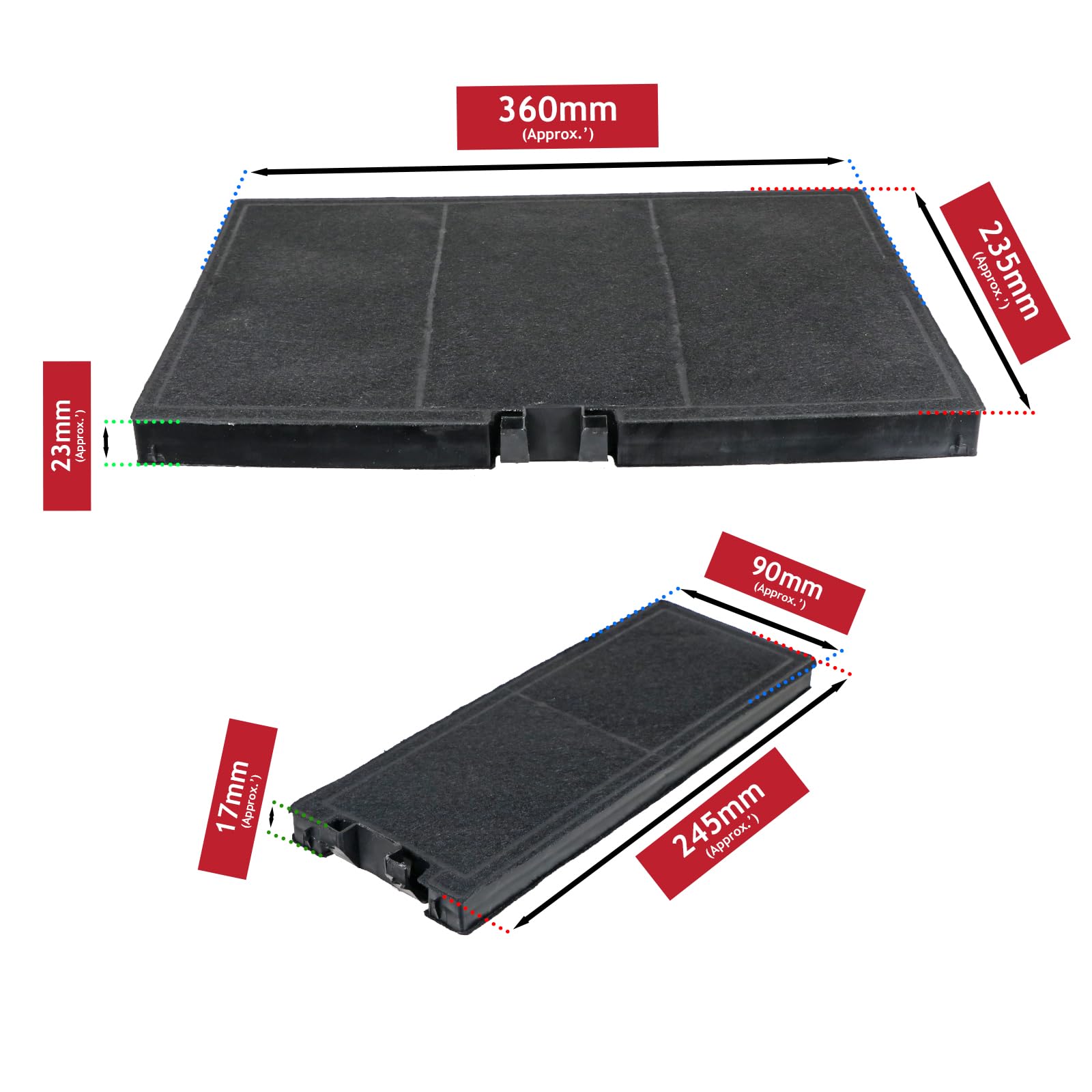 SPARES2GO Filtr węglowy do okapu kuchennego Siemens LC67 LC87 LC91 LC98 (2 filtry)