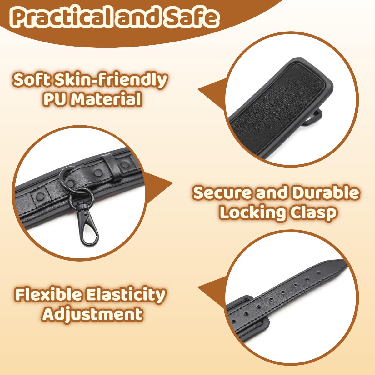 Bondage Handcuffs BDSM Sex Restraints Toys PU Leather Cuffs Sex Toys Adjustable Adult Fetish Erotic Slave SM Game for Couples Women Men (): Black