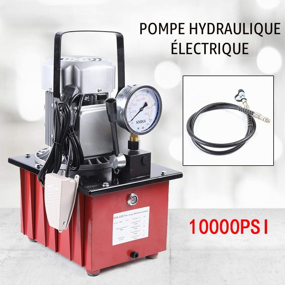 Pompe hydraulique électrique, pompe hydraulique 750 W 220 V avec réservoir de carburant de 7 l, pompe électro-hydraulique 20-700 bar