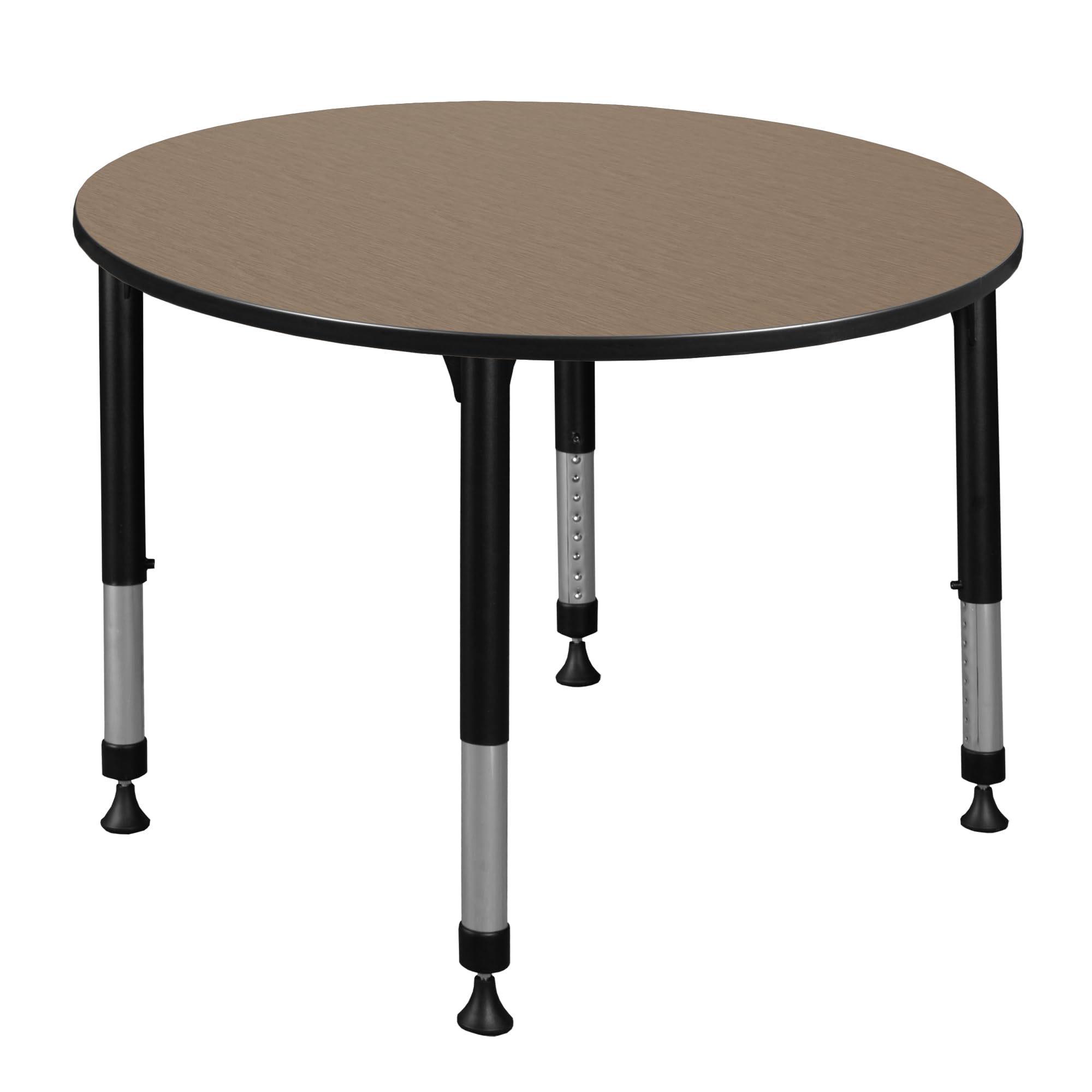 Regency Kee 48 in. Round Height Adjustable Classroom Activity Table- Noble Oak Top & Black Base