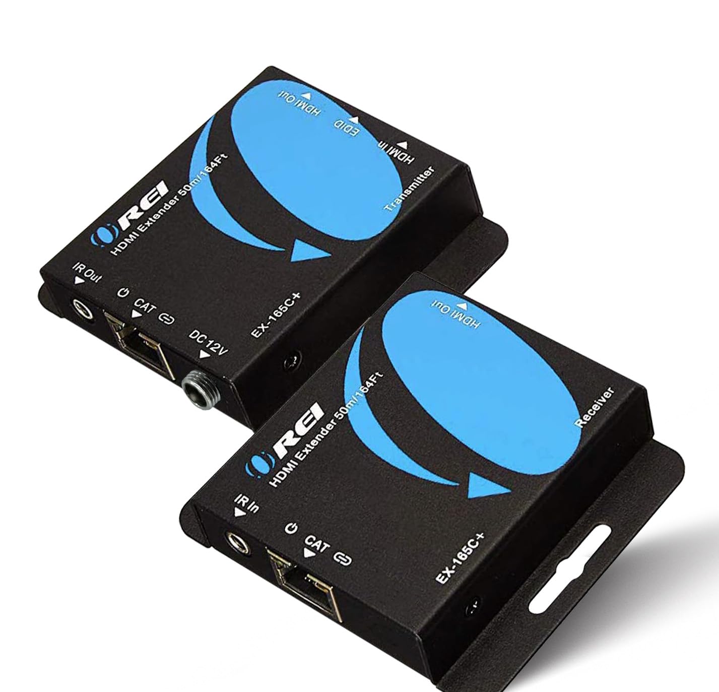 OREI 4K HDMI Extender over ethernet CAT5/CAT6/CAT7 Up To 165 Feet At 1080@60hz - HDMI 1.4 & HDCP 1.4 Compliant with One Way IR Pass Through, HDMI Loop Output & Power Over Cable