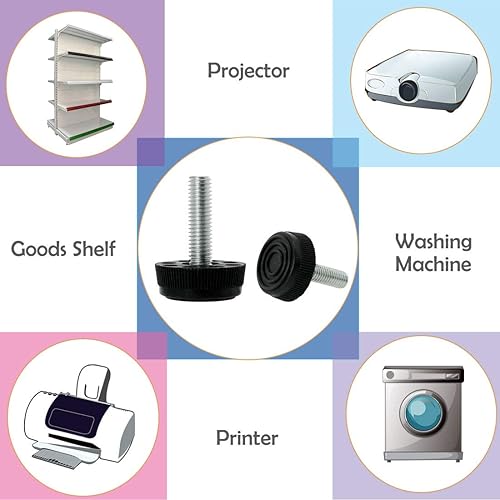 Miniatura 5 de uxcell M8 x 1.102 x 1.181 in pies niveladores deslizantes ajustables para muebles protector de piso para el hogar restaurante mesa pata 20 unidades