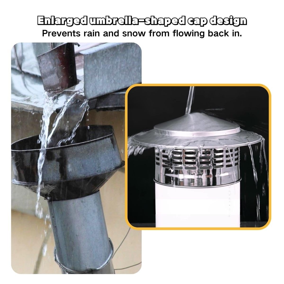 Cappello per camino,75/110/160/200/250/300mm acciaio inox Comignolo,Tubo stufa Topper sfiato cappelli,Copertura canna fumaria per esterno Camino,Resistente alle intemperie rotondo tetto pioggia cope