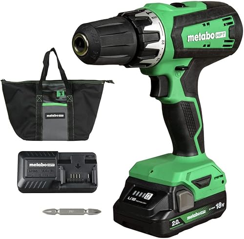 Metabo HPT Kit de taladro inalámbrico de 18 V, portabrocas sin llave de 12 pulgada, taladro eléctrico compacto con batería Metabo de iones de litio
