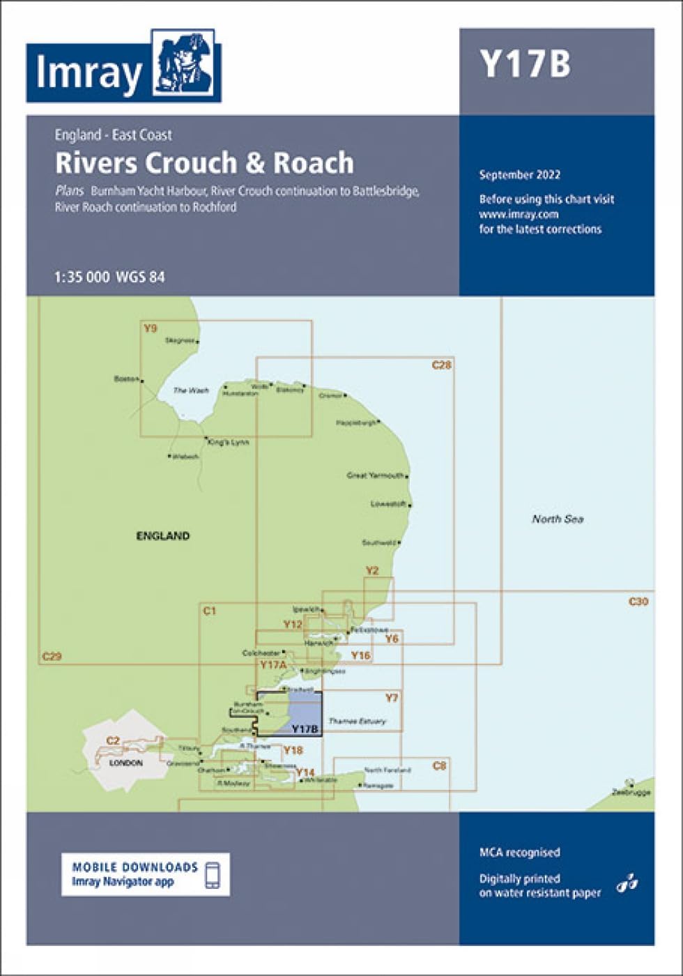 Y17B The Rivers Crouch and Roach by Imray Y Series (Sheet map, folded)