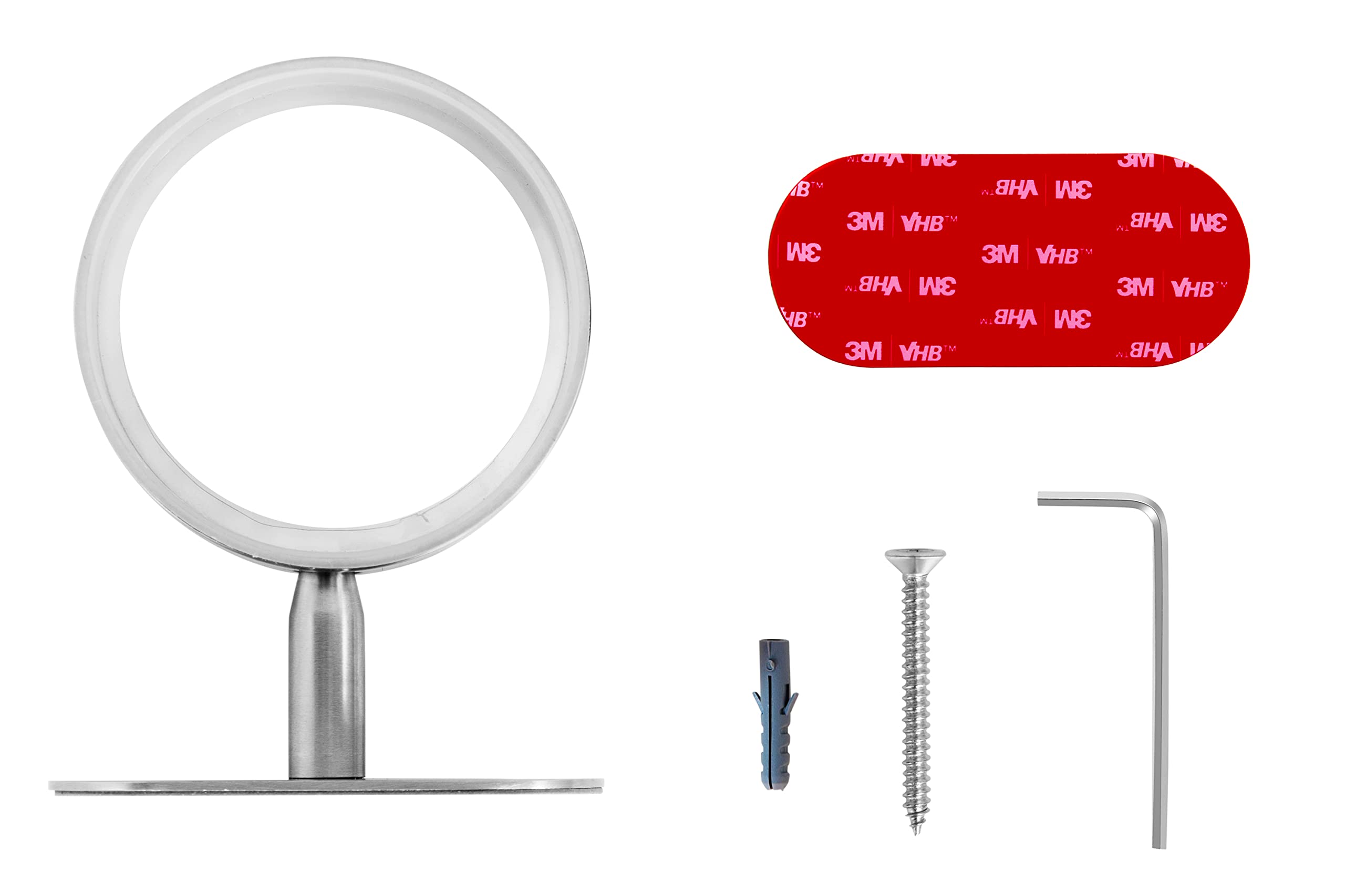 Soporte para Secador de Pelo sin Taladrar - Soporte de Pared para Pegar (Acero Inoxidable (Cepillado))