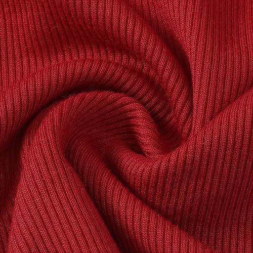 Image of OPAWO Toddler Long Sleeve Shirt Girl Ruffle Sleeve Ribbed Tops Tees Blouses