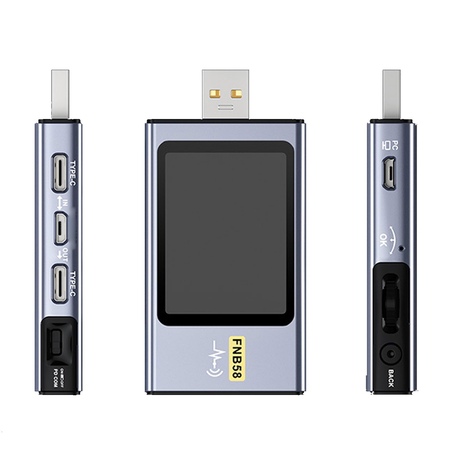 Zunate Multimetr Testujący Moc USB C Bluetooth |Wyświetlacz LCD Wykrywanie Protokołu Szybkiego ładowania dla PD3.0 QC3.0 PPS