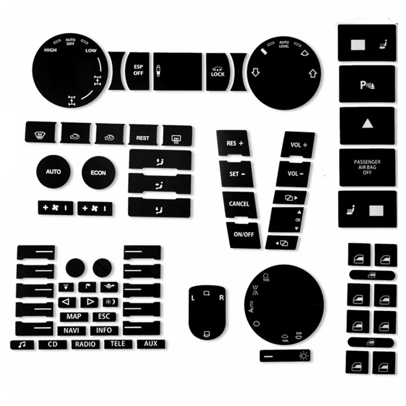Button Repair Sticker Compatible with VW for Touareg 2005 2006 2007 2008 2009 Steering Wheel A/C Window Climate Worn Peeling Buttons Repair Sticker