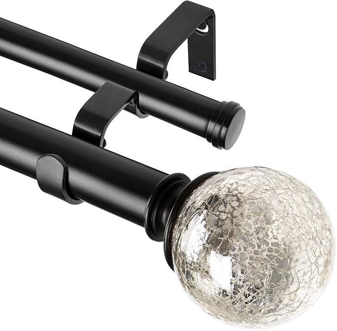 KAMANINA 1 Inch Double Curtain Rods 36 to 72 Inches (36 Feet) Telescoping Drapery