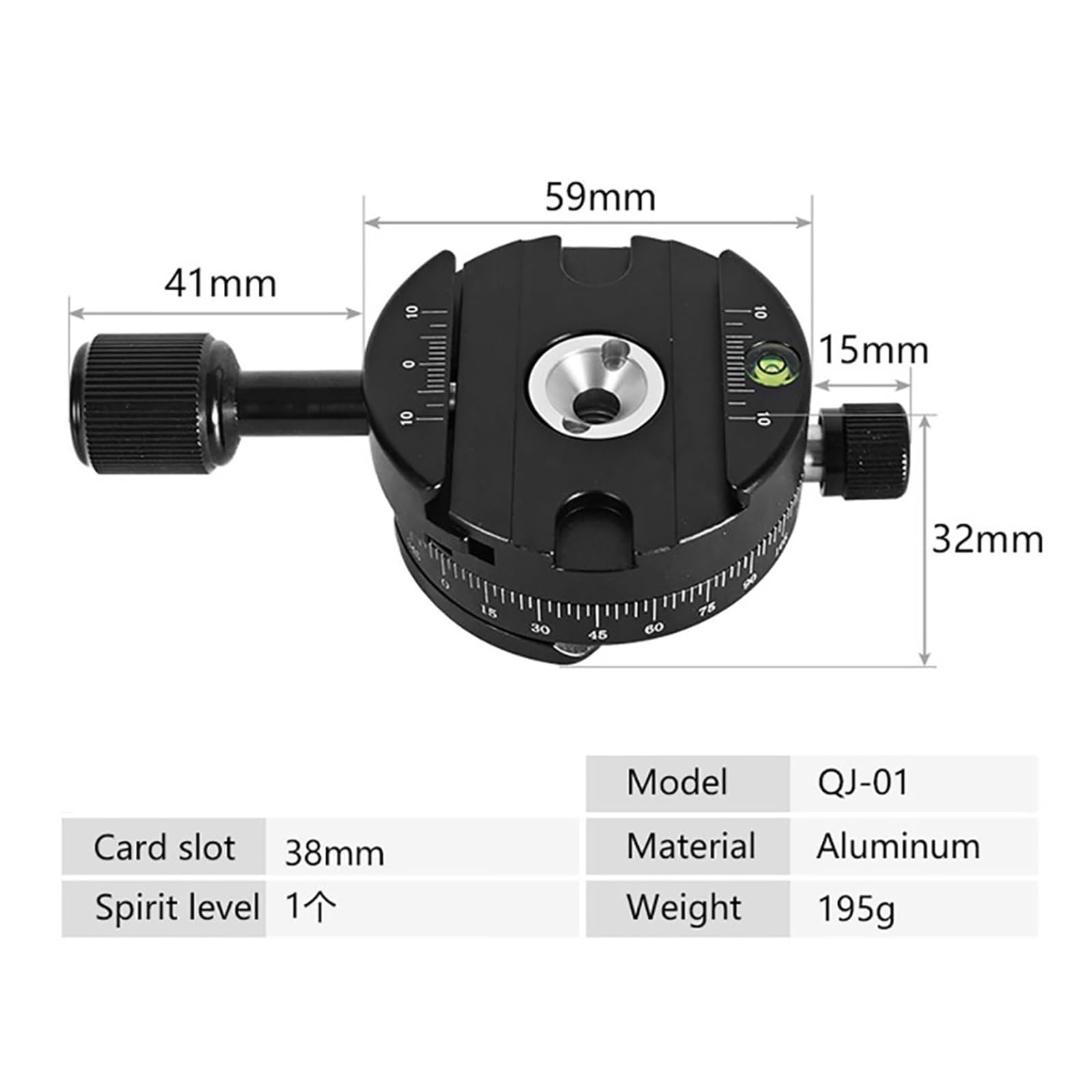 Morsetto a sgancio rapido for treppiede a 360°, Morsetto for riprese panoramiche Compatibile con Piastra a sgancio rapido RRS(QJ-01)