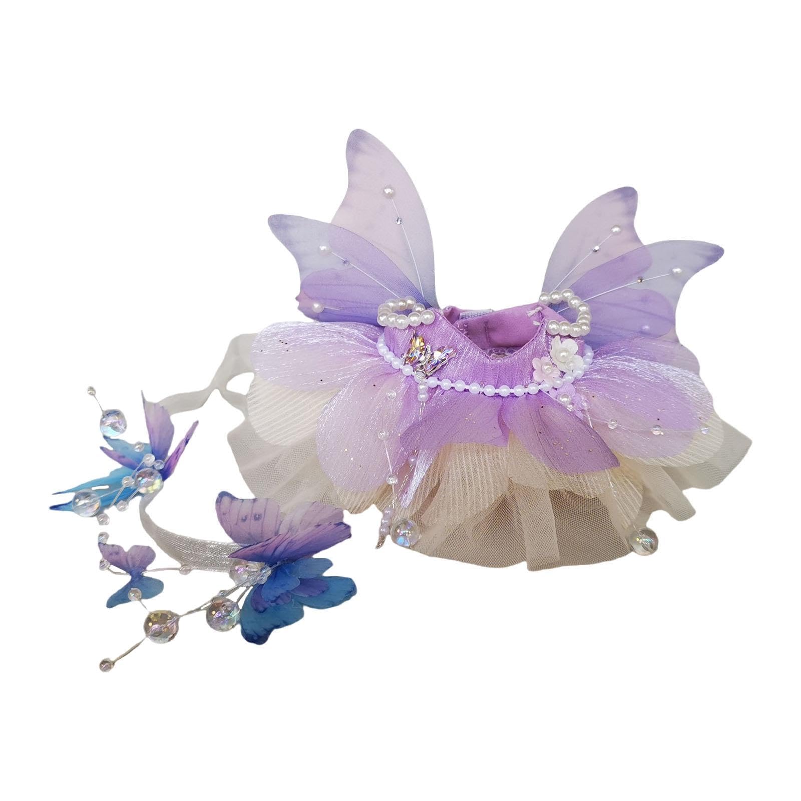 CALANDIS™ 15-17cm Plush Doll Clothes Fairy Dress with Hair Accessory Fashion Cute Violet White-image-39