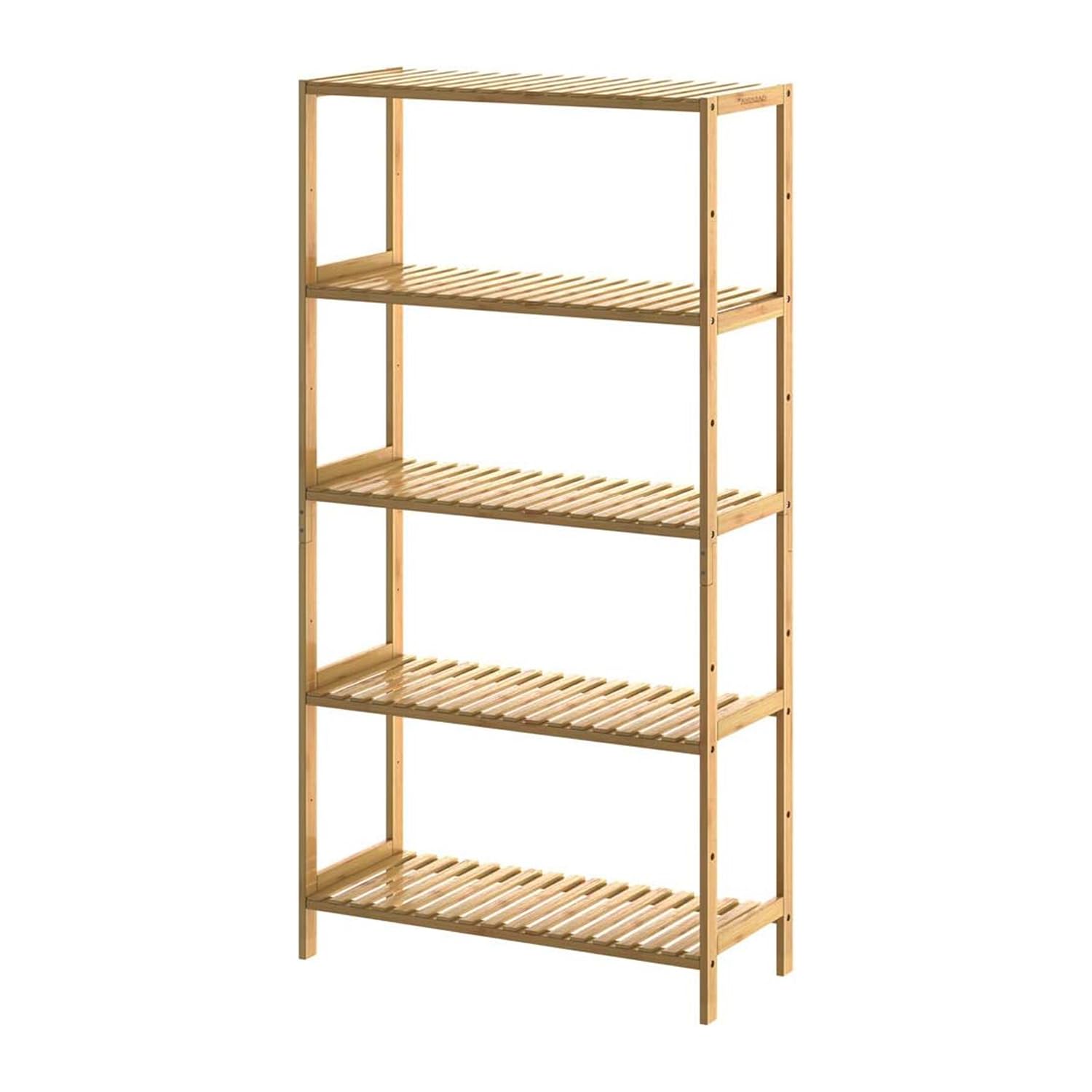 CASARIA® Estantería de Bambú para Baño Librería Organizador 5 Estantes 130x60x26cm Plantas Balcón