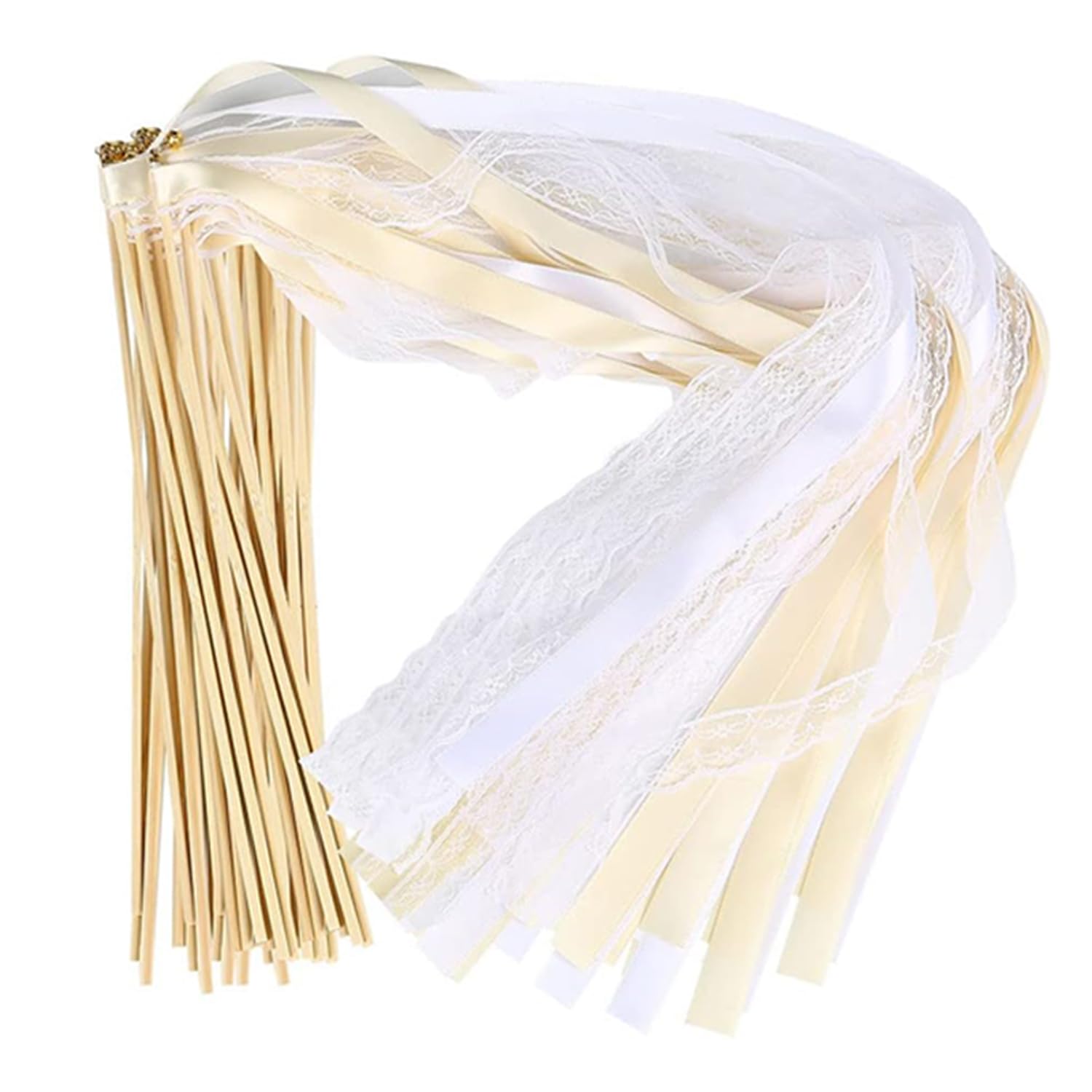 Varitas mágicas de boda, una caja de 30 varitas blancas con serpentinas de boda adecuadas para bodas, Navidad, cumpleaños y diversas actividades de fiesta. (beige)