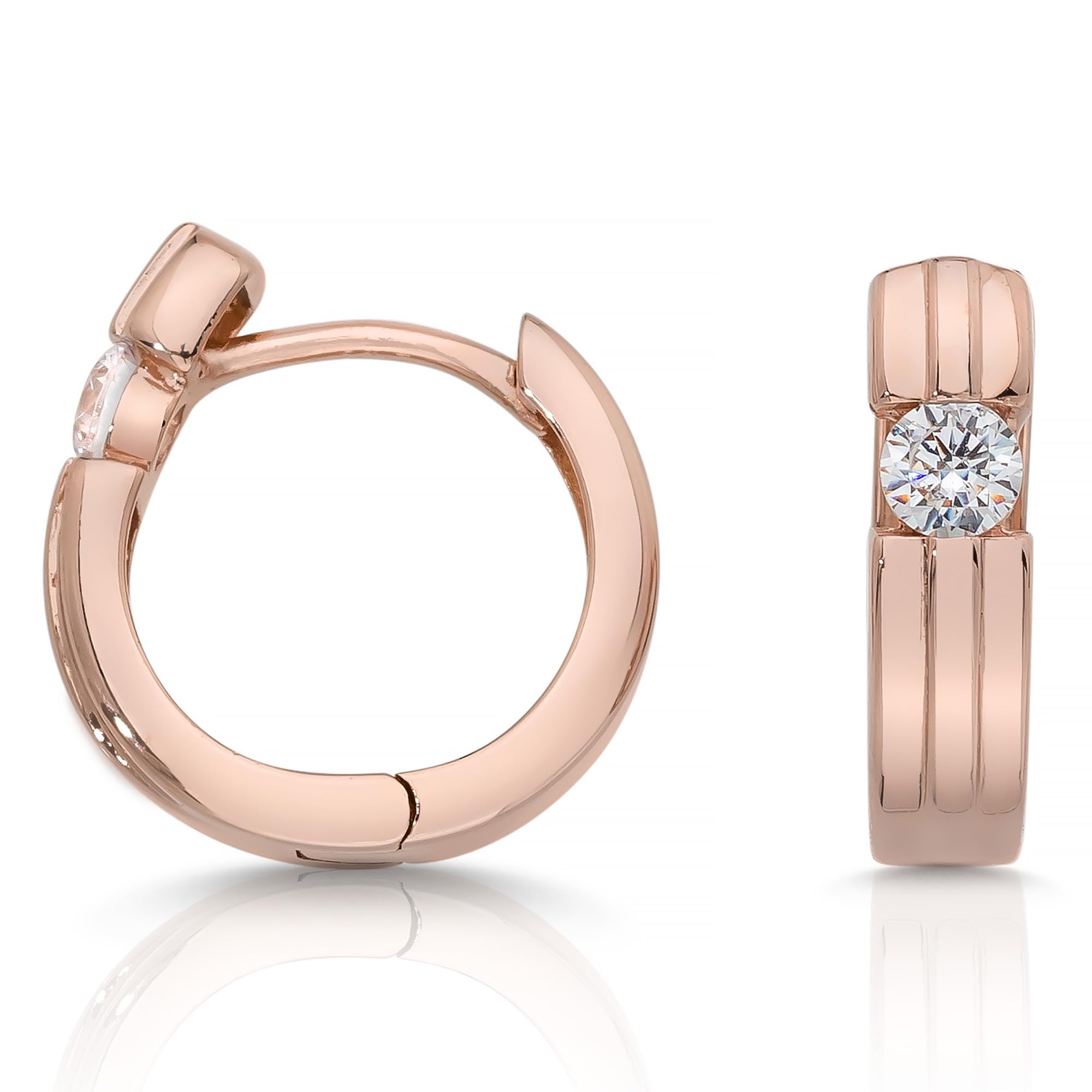 Cassini Creolen Damen Ohrringe Silber 925 mit großem Zirkonia Stein – Hochglanzpolierte & Rhodinierte Silber Ohrringe Damen 925, Allergiefrei & Hypoallergen Schmuck, 3CZR3