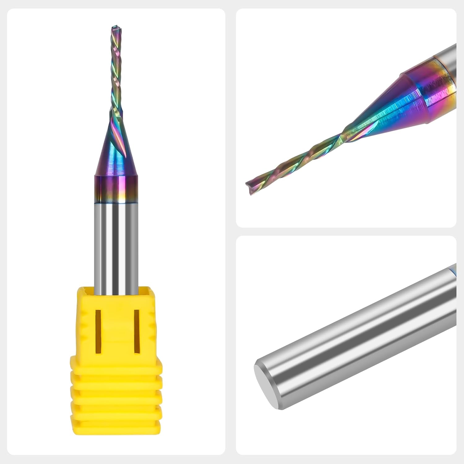 2pcs Downcut Spiral Router Bits 1/4 inch Shank, 1/16 Inch Cutting Diameter, Carbide with Nano Blue Coating CNC Router Bits End Mill for Wood Cut, Carving (1/16" Dia -1/2" CL - 1/4" Shank)