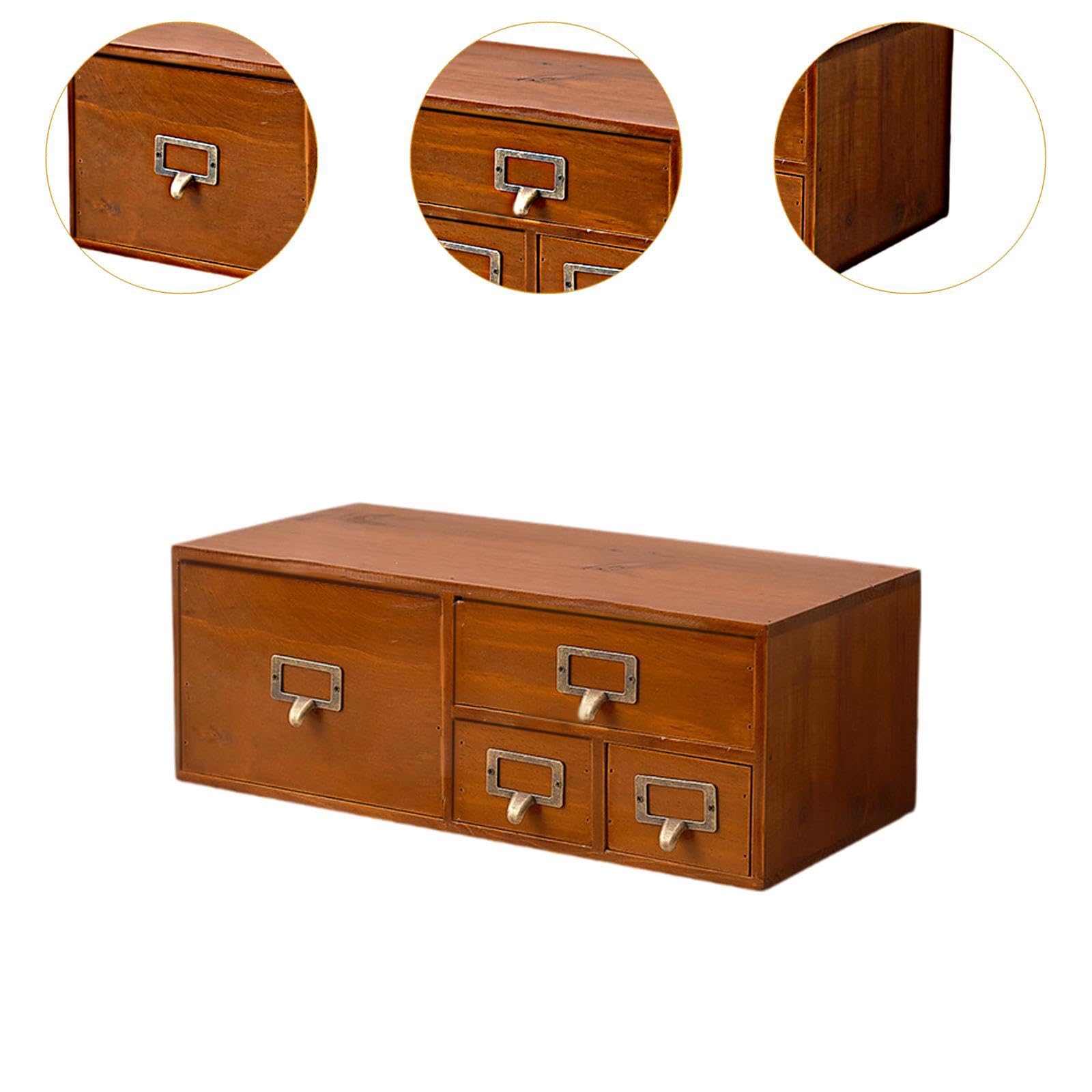 Schreibtisch Organizer Aus Holz mit Schubladen, Multifunktionaler Schreibtisch Organizer, Aufbewahrungsschrank für Toilettenartikel Und Briefe, 4 Schubladen