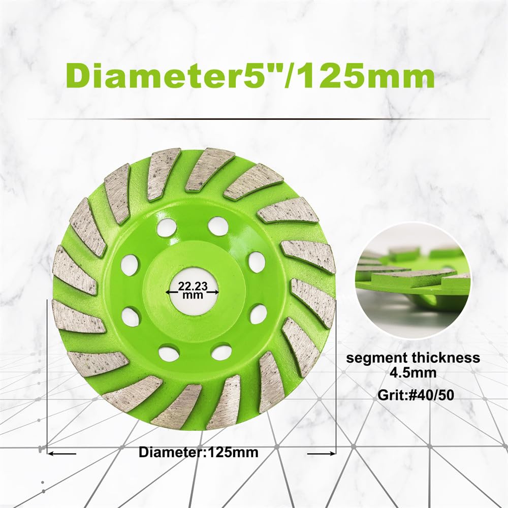 2 szt. Dia125mm Diamentowa tarcza szlifierska Płytki Beton Marmur Ceramiczna płyta polerska Szlifierka kątowa Garnkowa tarcza ścierna Narzędzie ścierne, 125mm,1