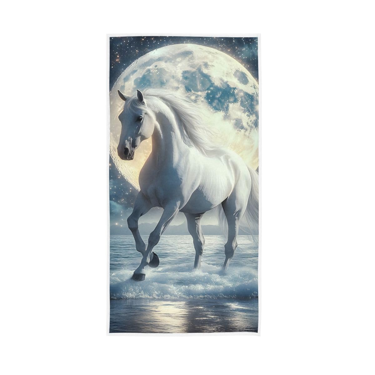 LSRCPD Horse Walking on Sea Hand Towel, 15 x 30 Inches, Soft Highly Absorbent Towels for Bathroom Gym Hotel