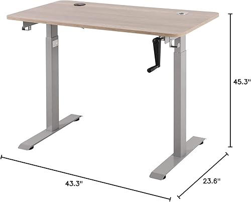 Miniatura 2 de UNICOO - Escritorio de pie de altura ajustable con manivela, mesa de juegos, mesa de oficina en casa, mesa de computadora con USB y cargador