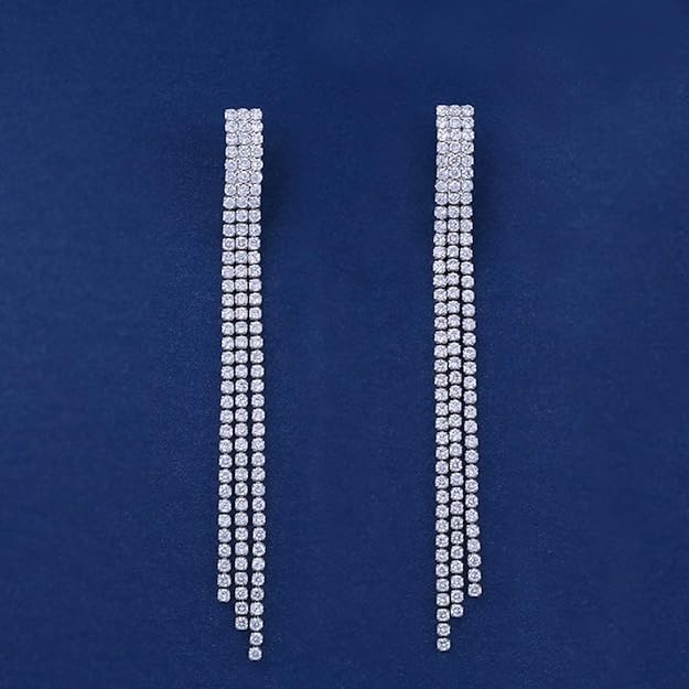 Silver Crystal Drop Earrings