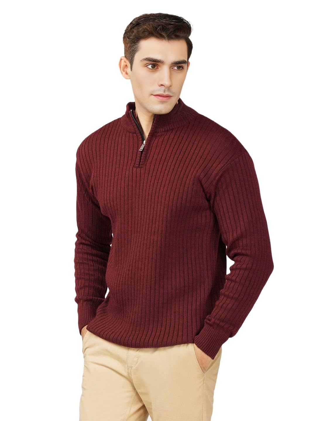 loque Men’s Wool Blend Selection Sweater Half Zip High Neck Pullover Warm Casual Winter Wear for Office and Travel-picture-46