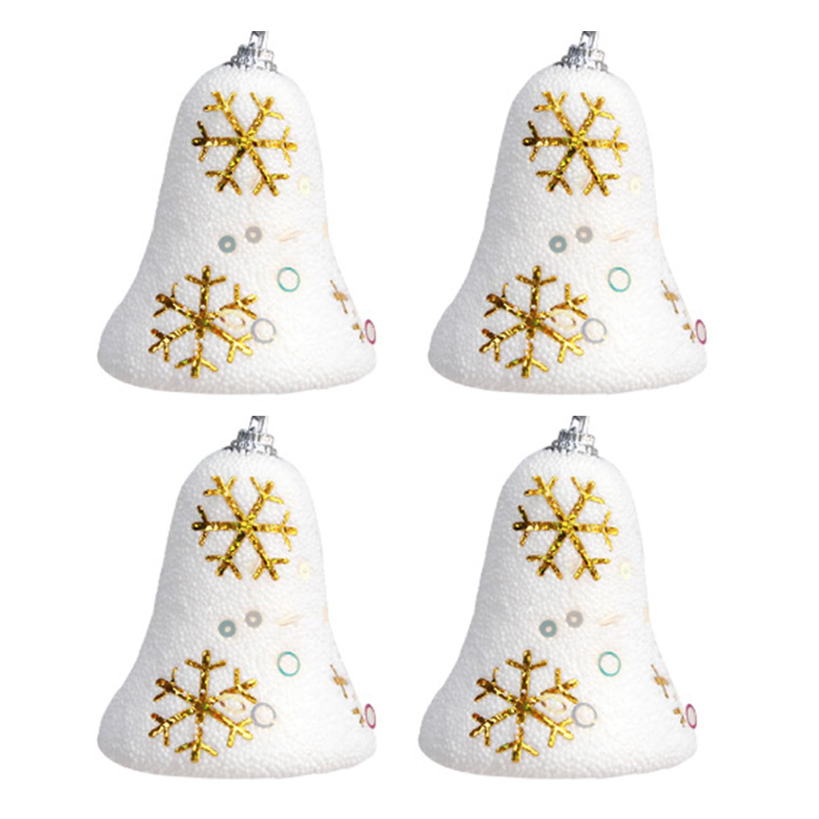 4Pcs Christmas Snowflake Bells Pendant Tree Decorations Festive Hanging Ornament Decors For Holiday Party Supplies